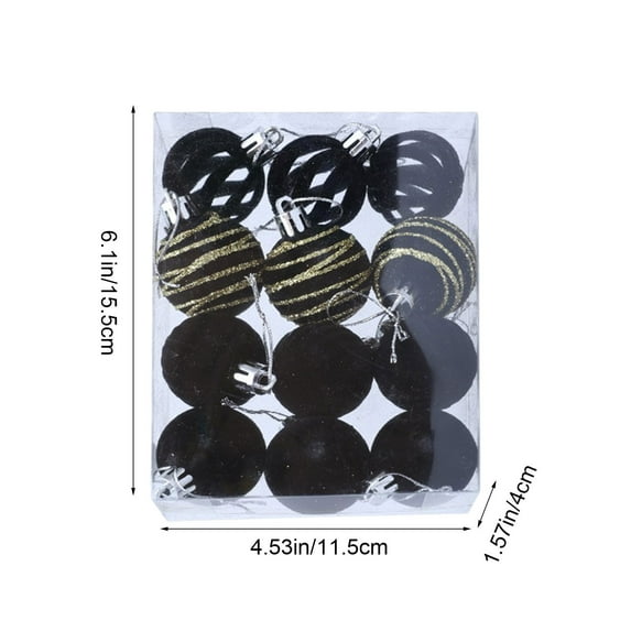 Rkxzt Decorative Balls,Flocked Christmas Balls Ornaments Set 12 Piece 4cm Multi-Color Tree Decorations,Holiday Products|Flock,Black