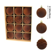 Rkxzt Decorative Balls,Flocked Christmas Balls Ornaments Set 12 Piece 6cm Light Green White Brown Tree Decorations,Holiday Products|Flock,Brown