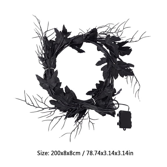 Rkxzt Decorative Lights LED Decorative Lights Ghost Rattan String 78.74 Inch Purple Battery Operated Dead Branch Maple Leaf Garland,Holiday Products|Plastic,Black