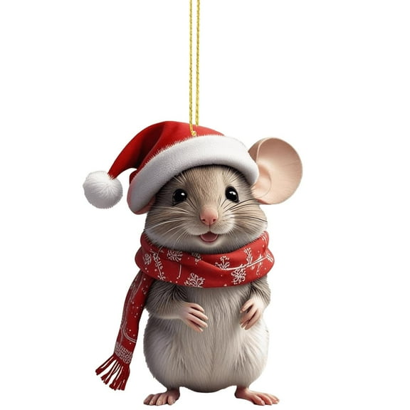 Rkxzt Decorative Mice Christmas Mouse Flat Ornament for Tree and Car Holiday Decorations Festive Gift Home Decor|Acrylic,A