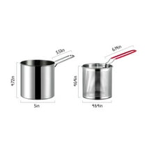 Rkxzt Deep Fryer 304 Stainless Steel Multi-Function Mini Fry Pot with Filter Basket Oil Saving 3-in-1 Frying Set for Pasta Frying Hot Oil Kitchen &