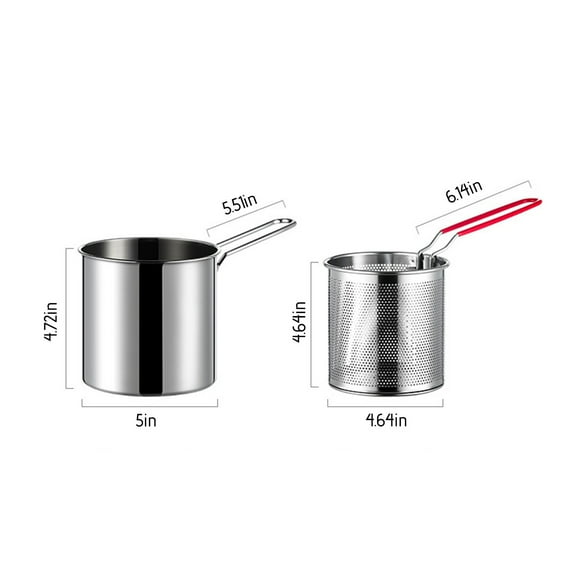Rkxzt Deep Fryer 304 Stainless Steel Multi-Function Mini Fry Pot with Filter Basket Oil Saving 3-in-1 Frying Set for Pasta Frying Hot Oil Kitchen &