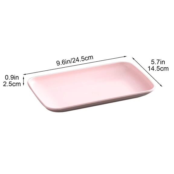 Rkxzt Dinner Plate,Square Plastic Serving Tray 24.5x14.5x2.5cm Hot Pot Barbecue Snack Plate,Plates|Plastic,Pink