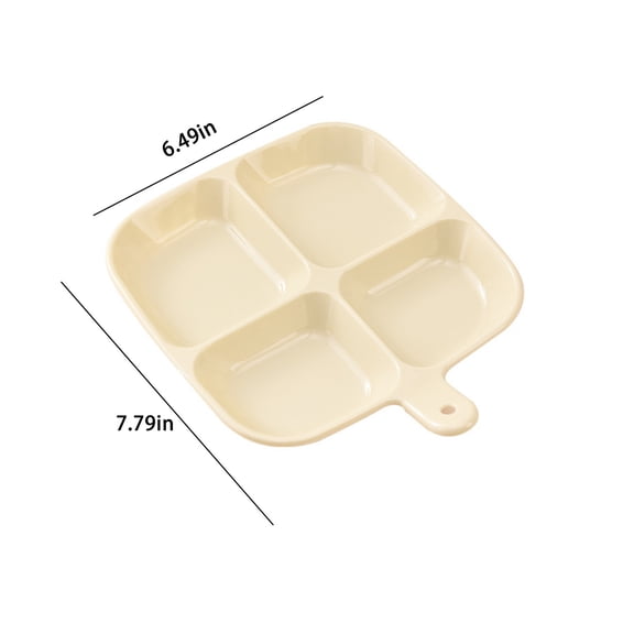 Rkxzt Divided Dinner Plate Compartment Plates Reusable Divided Dinnerware Portion Control Plastic Plates 7.79x6.49"1-Pack Kitchen Dining