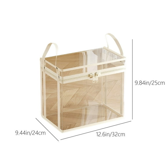 Rkxzt Doll Storage Bucket,Doll Storage Bucket Toy Organizer Basket with Zipper Hand Carry 12.6x9.84x9.45 Inches White Plastic,Storage Trunks|Plastic,White