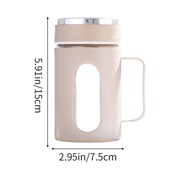 Rkxzt Double Layer Plastic Glass Office Cup,Double Layer Insulated Glass Cup with Lid and Handle, 15 oz Thermal Tea Mug, Office Desk Drinkware, 1