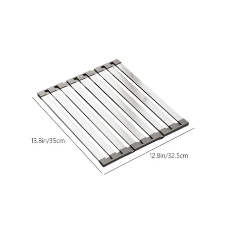 Rkxzt Drain Rack Stainless Steel Sink Drainage Rack Foldable Retractable Dish Drying Rack 35x32.5x2cm Silver Kitchen Dining