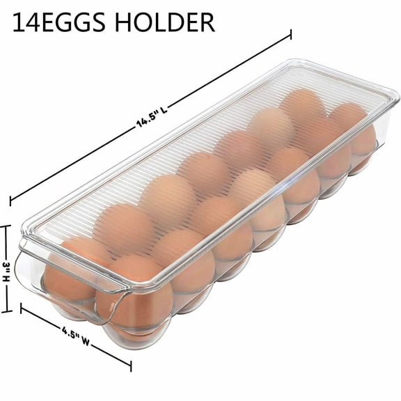Rkxzt Egg Carton 14 Egg Storage Container with Transparent Lid Refrigerator Organizer Plastic Household Food Keeper Kitchen Supplies|Plastic,White