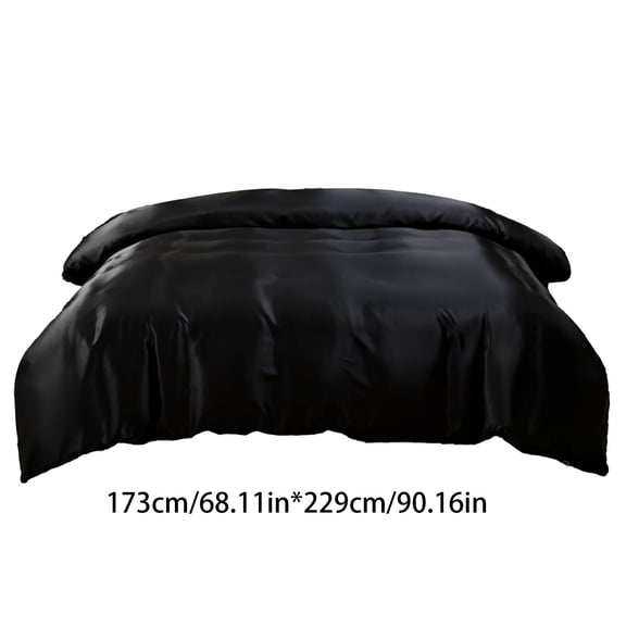 Rkxzt Fabric Quilt Cover Silk Duvet Cover King Size 1 Piece 68x90 Inches Zipper Closure Satin Bedding Set Bedding|Cloth,Black