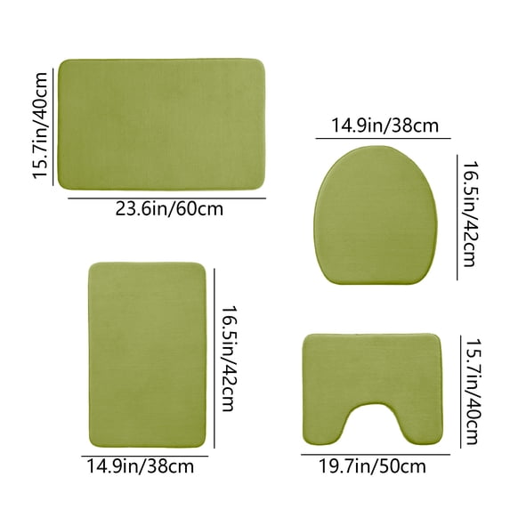 Rkxzt Four-Piece Carpet Set Foam Bath Mat 4-Piece Set Soft Absorbent Non-Slip Bathroom Rugs 16x24 16x20 15x17 Inches Machine Washable Bathroom
