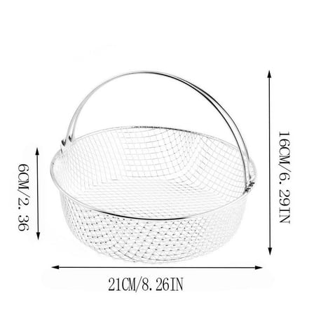 Rkxzt Fryer Basket 304 Stainless Steel Air Fryer Basket with Double Handle Round Mesh Rack Steamer Dehydrator 12 Inch Kitchen Supplies|Stainless