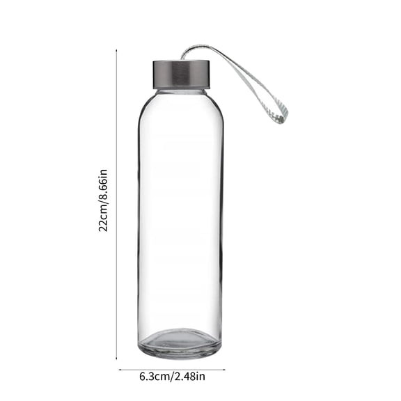 Rkxzt Glass Water Cup 500ml Clear Glass Sports Water Bottle with Lid 6.3x22cm Lightweight Portable Handy Cup Storage Organization