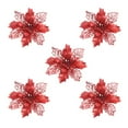 thumbnail image 1 of Rkxzt Glitter Christmas Poinsettia Artificial Xmas Flower Ornaments Flowers Decorations with Clips and Stems Glitter Poinsettia Christmas Tree Ornaments for Christmas Wedding (red,5 Pieces), 1 of 2