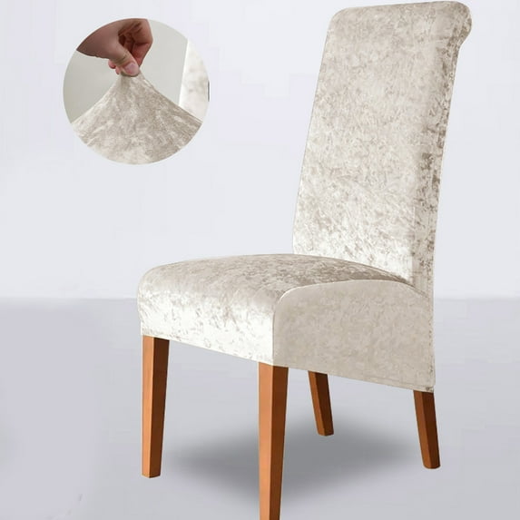 Rkxzt Gold Diamond Velvet Stretch Chair Cover,High Back Universal Chair Protector,Elegant Solid Color Slipcover for Dining Room,Home,and Hotel Furniture