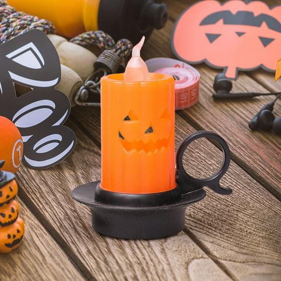 Rkxzt Halloween Orange Pumpkin Flameless Candles, Battery Operated LED Candles, Flickering Candles for Halloween Decoration, Fall, Harvest Festival Party Decor