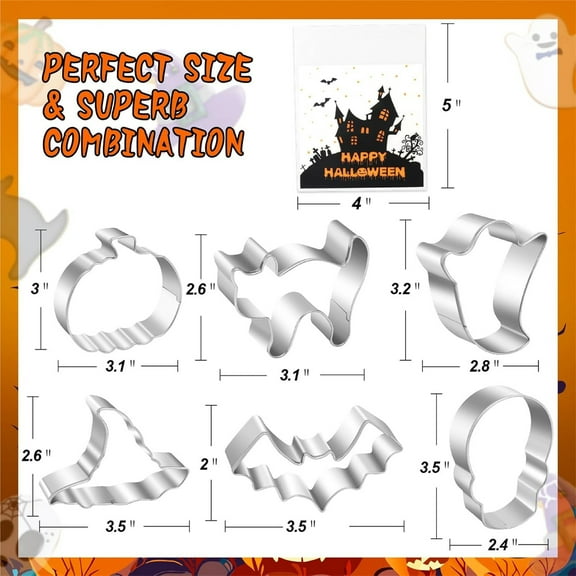 Rkxzt Halloween Stainless Steel Cookie Props Cookie Cutters Set 6PCS Stainless Steel