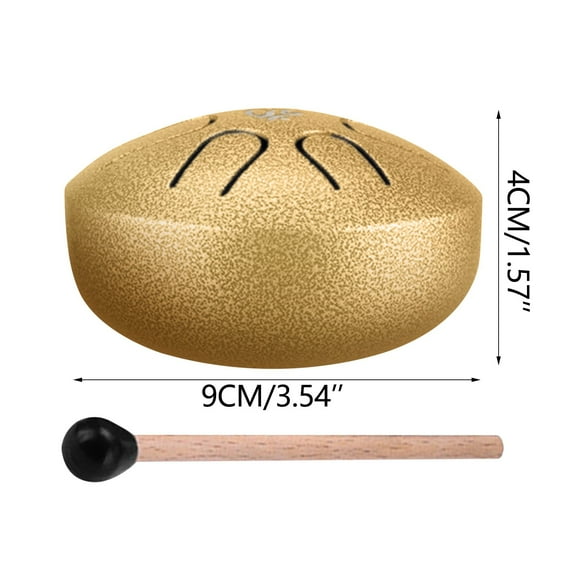 Rkxzt Hand Drum Buddha Stones Mini Steel Tongue Drum Handpan 6 Note A Scale 3 Inch Pocket Size for Meditation Yoga Zen Gifts Home Decor|Metal,Golden