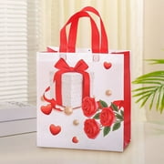 Rkxzt Happy Valentines Day Reusable Gift Bags, Treat Bags with Handles, Goodie Bags, Multifunctional Non-Woven Valentines Bags for Gifts Wrapping, Valentines Party Supplies, 8.7×9.2×4.3inch