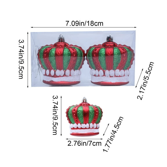 Rkxzt Holiday Decorative Balls,Crown Shaped Christmas Balls Hanging Ornaments 9.5cm Red Rose Gold Plastic 2 Pack,Holiday Products|Plastic,Red