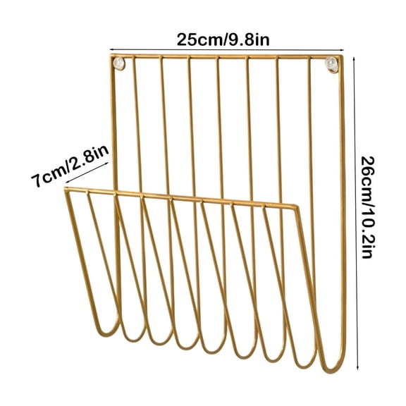 Rkxzt Iron Storage Rack,Iron Wall Mounted Book and Newspaper Storage Rack 26x25x7cm Black Gold Home Bedroom Study Organizer,Other|Iron,Gold