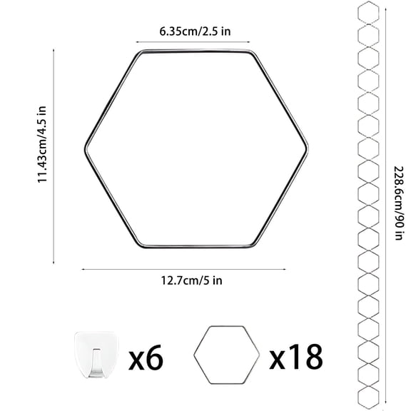 Rkxzt Iron Trellis Heavy Duty Plant Stand Kit with 18 Hexagonal Rings and 6 Hooks for Climbing Vines Indoor Outdoor Garden Tools/Office|Iron,Black