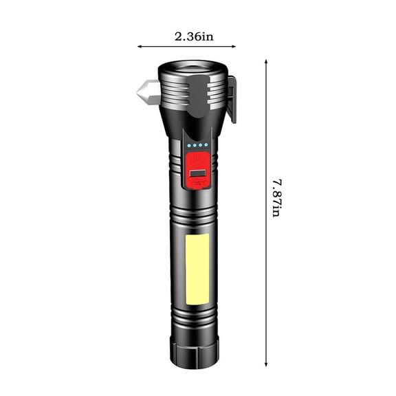 Rkxzt Lighting Flashlight USB Rechargeable Outdoor Flashlight with Fire Starter 3 Modes 1800mAh Black Lighting Ceiling
