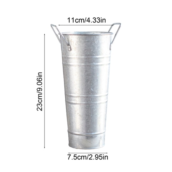 Rkxzt Metal Barrels Galvanized Metal Flower Bucket Vintage Style Vase Rustic Decorative Container 10"Leak Proof Home Garden Decor Storage