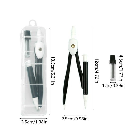 Rkxzt Metal Compasses,Metal Drawing Compass Set with Ruler and Fine-Tuning Knob 5-30cm Circles Geometry Tool 1 Piece,Office Storage