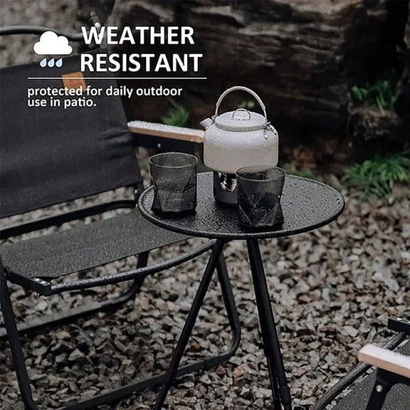 Rkxzt Outdoor Folding Small Round Table Adjustable Height Double Layer Camping Table with Light Hook Portable Outdoor Picnic Table 14.57-21.65 Inch Folding