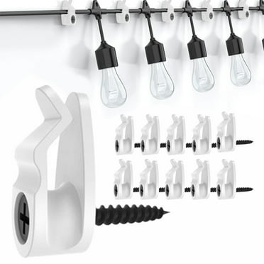 Rkxzt Outdoor String Light Clips-Weather-Proof Cable Hanger Hooks,Holiday Decor Clips for Hanging Lights,Outdoor and Indoor String Light Hooks,10 Pack
