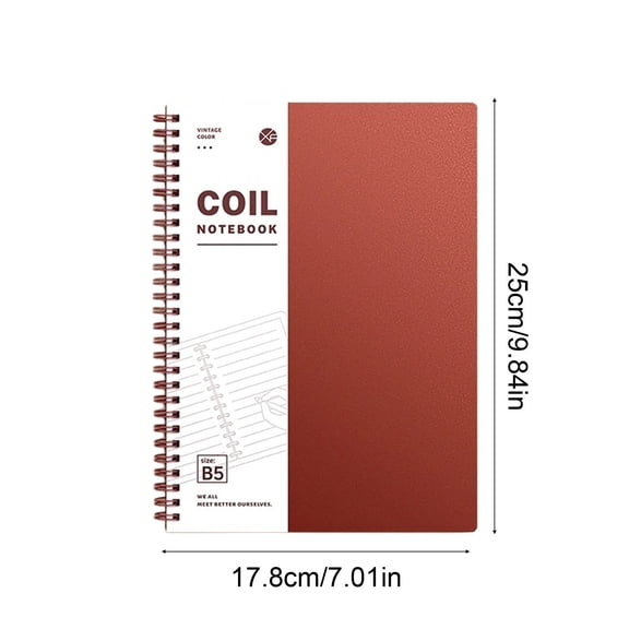 Rkxzt Paper Coil Notebook,B5 Notebook 60 Sheets 120 Pages 9mm Grid Ruled Spiral Bound with Plastic Cover,Home Office Furniture|Paper,Red