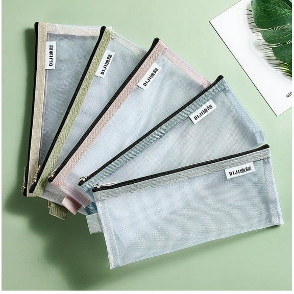 Rkxzt Pencil Case,Mesh Pencil Pouch Transparent Stationery Case Large Capacity Organizer with Reinforced Material,Office & Stationery|Polyester,Gray