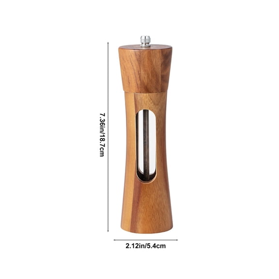 Rkxzt Pepper Grinder Wooden Pepper Grinder Manual Ceramic Core Acrylic Adjustable Mill Kitchen Tool 7.87"Brown Kitchen Dining