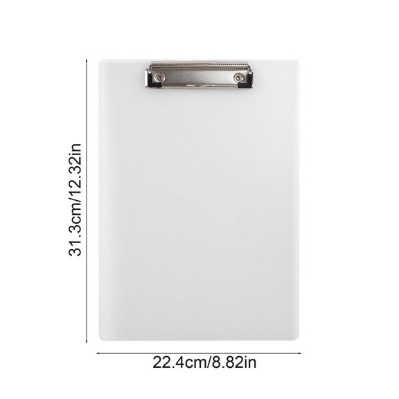 Rkxzt Pla Stic Board Clip,A4 Plastic Board Clip with Metal Clip Transparent Writing Mat Office Folder 12.32 x 8.12 Inches,Other Decoration|Plastic,White