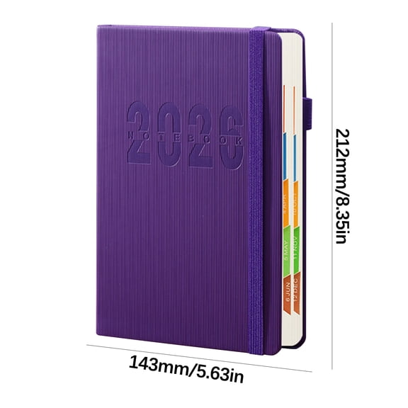 Rkxzt Planner Notebook,2026 Weekly Monthly Planner Hardcover with Dotted Pages Ribbon Markers Elastic Closure 5.7 x 8.46 Inch 200 Sheets Office