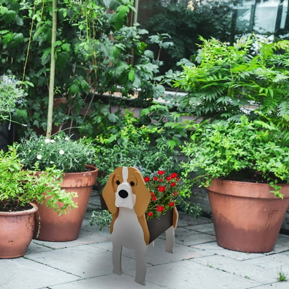 Rkxzt Planting Pots Cute Dog Flower Pot Planter PVC Indoor Outdoor Garden Decor 13.38x9.45 Inch Pet Lover Gift with Drainage Holes Tools/Office|Pvc
