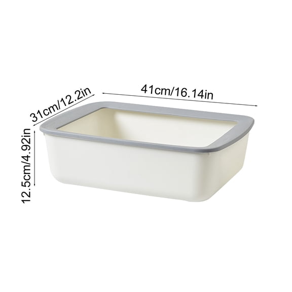 Rkxzt Plasti C Cat Litter B Ox,Large Cat Litter Box Semi-Enclosed Spill Proof Design with Removable Lid 16.14 x 12.2 x 4.92 Inches,Other|Plastic,White