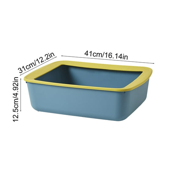 Rkxzt Plasti C Cat Litter B Ox,Large Cat Litter Box Semi-Enclosed Spill Proof Design with Removable Lid 16.14 x 12.2 x 4.92 Inches,Other|Plastic,Navy