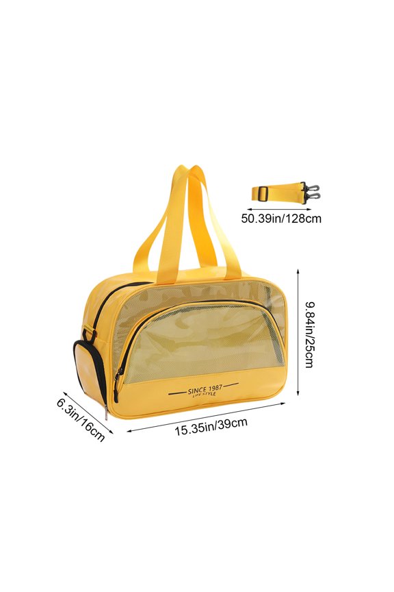 Plasti C Storage Bag,Swimming Toiletry Bag Large Capacity Wet Dry Separation Cosmetic Sports Beach Bag 15.35x9.84x6.30in,Bathroom Other|Plastic,Yellow