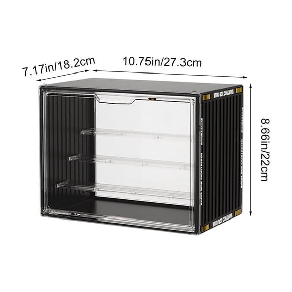 Rkxzt Plasti C Storage Boxs,Transparent Hand Puppet Display Case Storage Rack with Removable Partition 10.63x8.66x7.09in,Storage Trunks|Plastic,Black