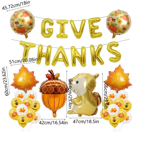 Rkxzt Plastic Balloons Thanksgiving Balloons Set Squirrels Pinecone Maple Leaf Theme Decoration Layout 1 Pack Multicolor,Holiday Products