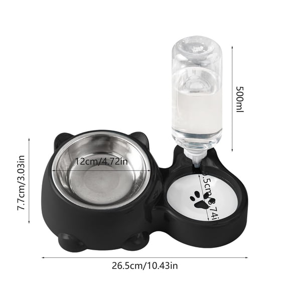 Rkxzt Plastic Cat Bowl,Double Bowl Pet Food and Water Dish with Non-Slip Base for Cats and Dogs, 26.5x12x8cm,Other Household Tools|Plastic,Black
