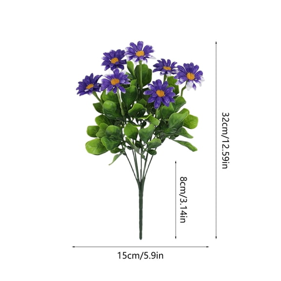 Rkxzt Plastic Daisy,Plastic Daisies Bouquet Artificial Flowers Realistic Purple White Pink Yellow Orange 30cm Home Garden Outdoor Decor,Other