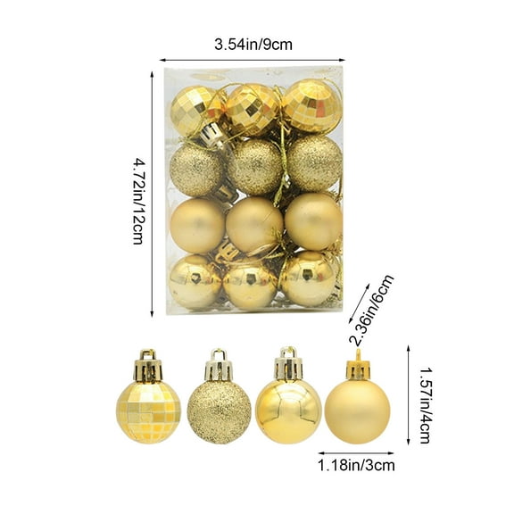 Rkxzt Plastic Decorative Balls Shatterproof Christmas Ball Ornaments Set 14pcs Silver Red Green Gold Plastic Tree Decorations,Holiday Products|Plastic,Gold