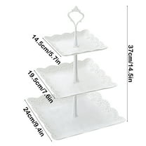 Rkxzt Plastic Dessert Plates 3 Tier Cake Stand White Plastic Display Platter 9.44x9.44x14.56"Dessert Serving Tray Storage