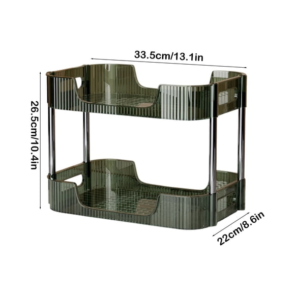 Rkxzt Plastic Double Layer Organizer,Plastic Double Layer Cosmetic Organizer Bathroom Vanity Shelf Clear 13.19x10.43x8.66in Desktop Storage,Bathroom