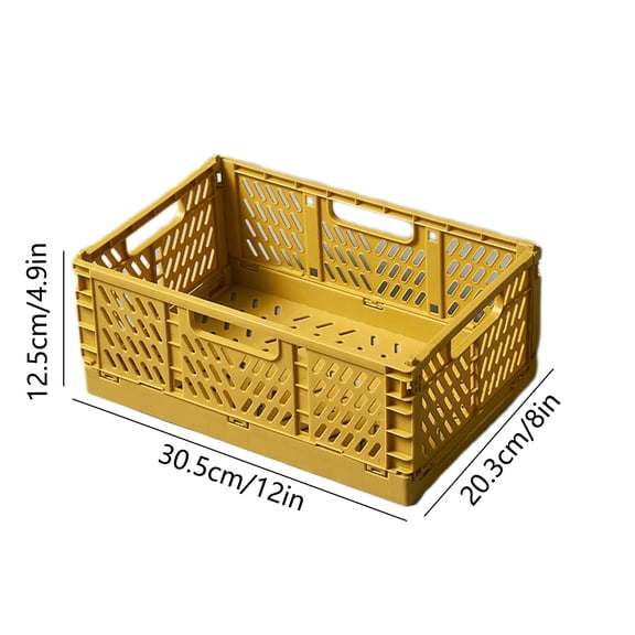 Rkxzt Plastic Folding Basket Desktop Folding Storage Basket Organizer with Mesh Ventilation 12x8x5 Inches Plastic Collapsible Box for Snacks Stationery