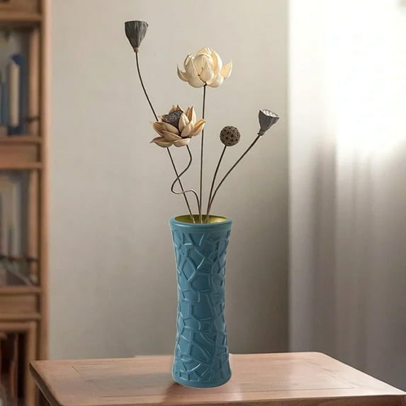 Rkxzt Plastic Imitation Glazed Vase, Decorative Flower Pot for Living Room or TV Cabinet, Dried Flower Arrangement and Home Decoration for Modern Style