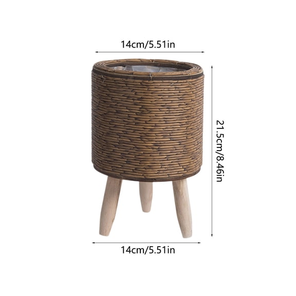 Rkxzt Plastic Imitation Woven Basin,Plastic Imitation Woven Flower Pot Indoor Desktop Planter Storage Container 8.46x5.51x5.51 in,Other