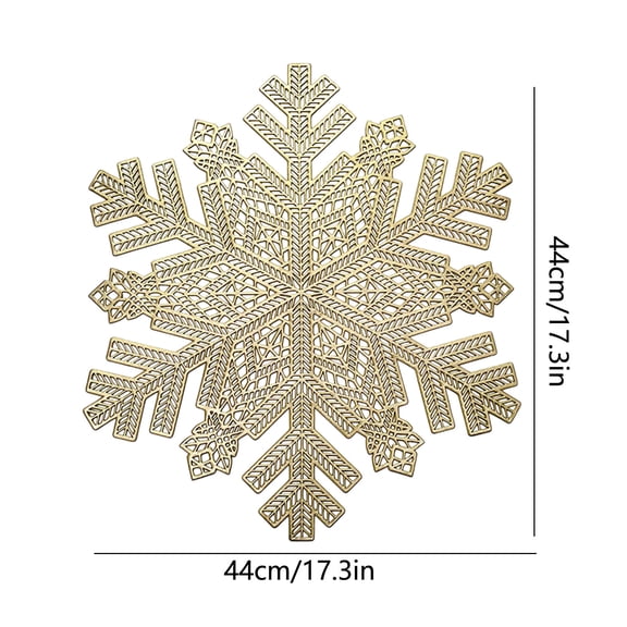 Rkxzt Plastic Placemats Round Snowflake Placemat PVC Washable Heat Resistant Stain Resistant 17 Inch Gold Red Silver 1 Count Table Decor,Holiday Products|Plastic,Gold